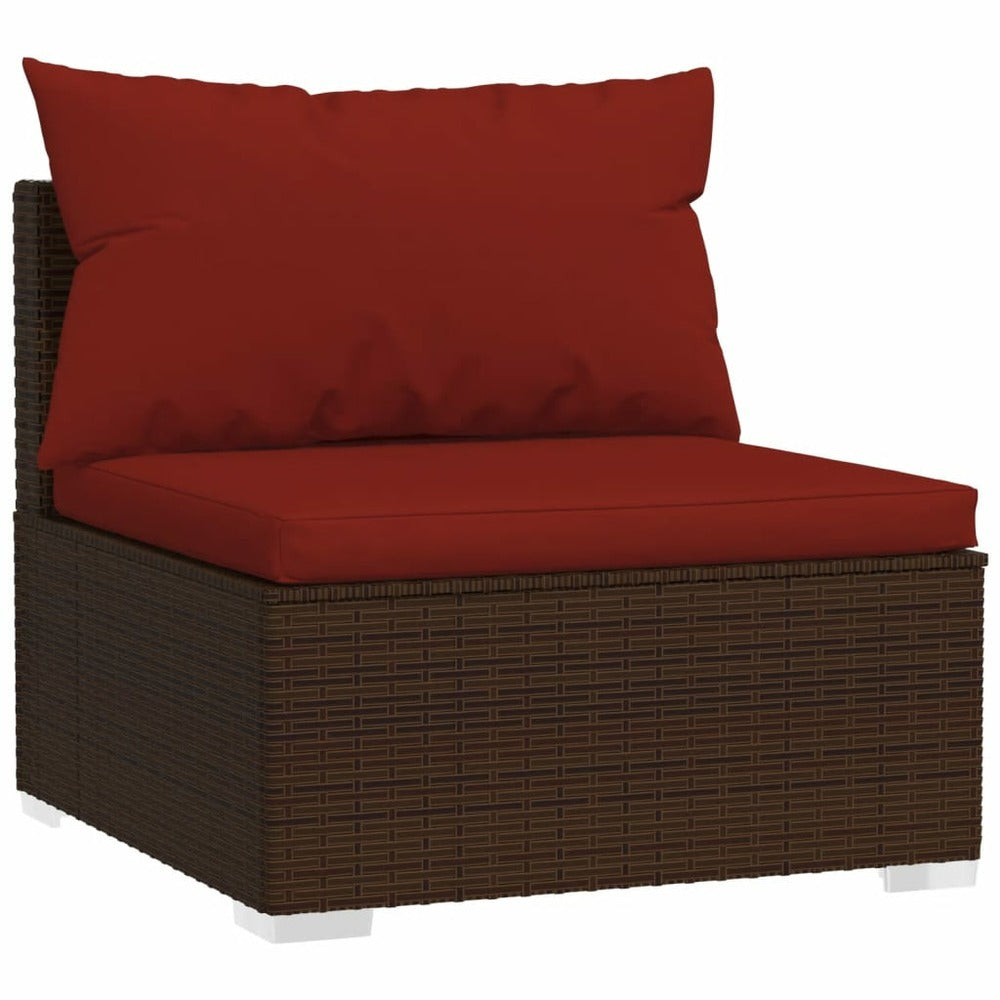 VIDAXL Salon De Jardin 3 Pcs Avec Coussins Résine Tressée Marron