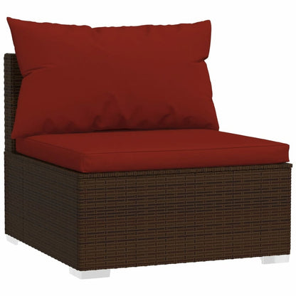 VIDAXL Salon De Jardin 3 Pcs Avec Coussins Résine Tressée Marron