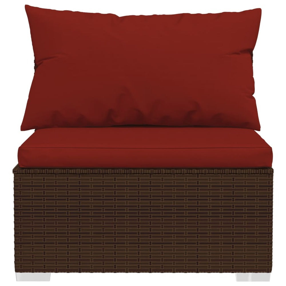 VIDAXL Salon De Jardin 3 Pcs Avec Coussins Résine Tressée Marron
