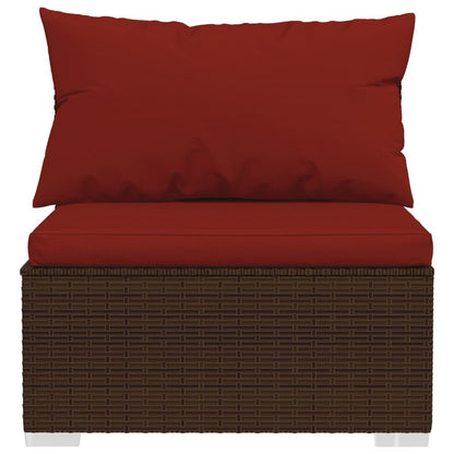 VIDAXL Salon De Jardin 3 Pcs Avec Coussins Résine Tressée Marron