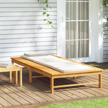 VIDAXL Chaise Longue Coussin/oreiller Blanc Crème Bois Massif Acacia