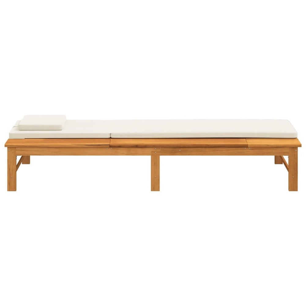 VIDAXL Chaise Longue Coussin/oreiller Blanc Crème Bois Massif Acacia