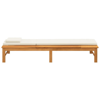 VIDAXL Chaise Longue Coussin/oreiller Blanc Crème Bois Massif Acacia