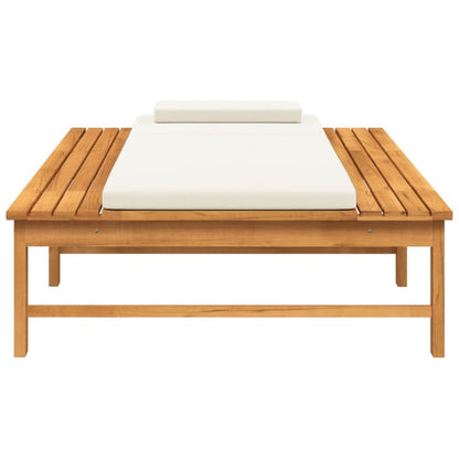 VIDAXL Chaise Longue Coussin/oreiller Blanc Crème Bois Massif Acacia