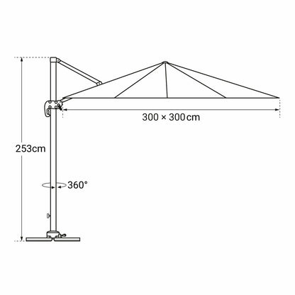  Oahu - Parasol Déporté Avec Housse De Rangement - Inclinable Rotatif Et Rabattable - Protection Uv - Ouverture Facile - Taupe 3x3m