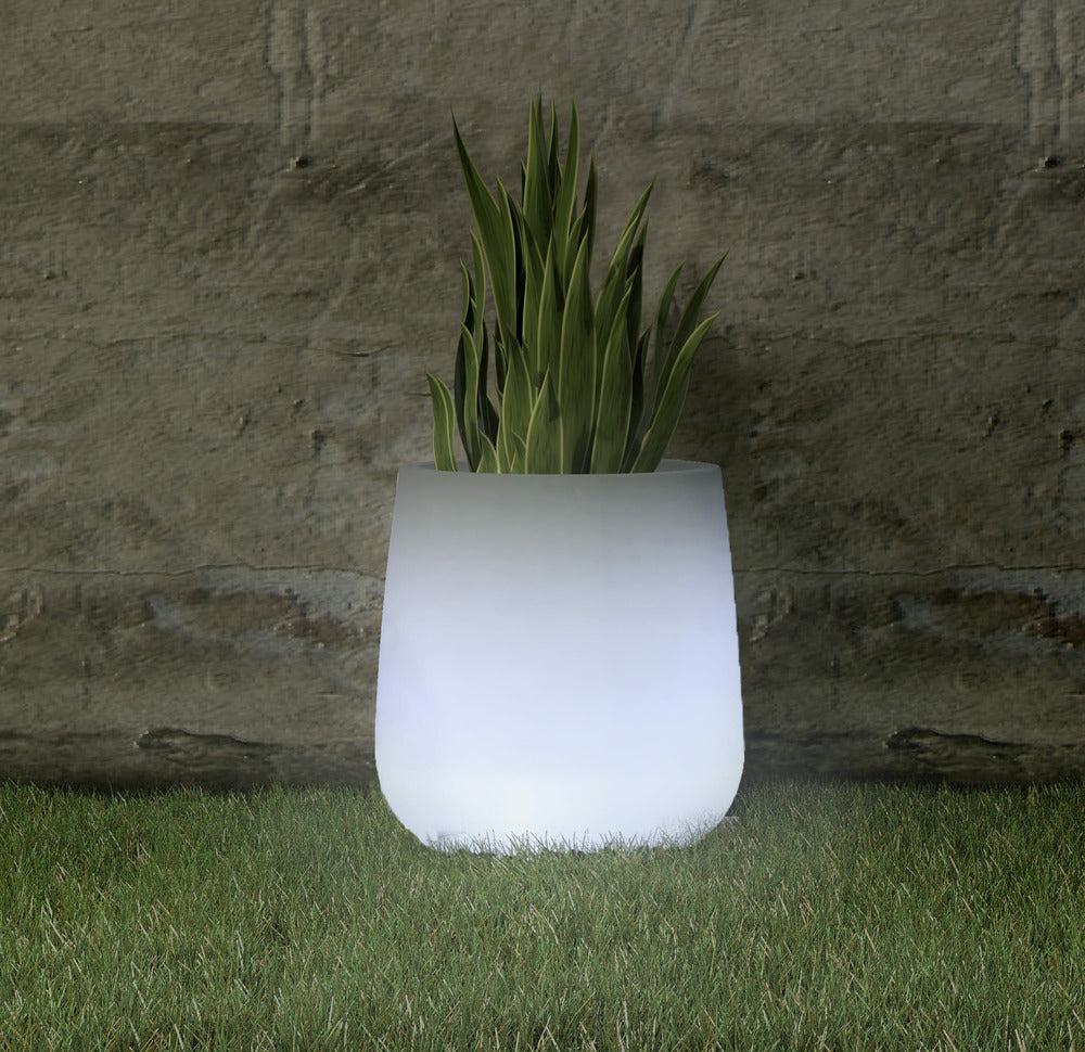  Pot Lumineux Camelia 40 Solaire+batterie Rechargeable Led Rgb Avec Télécommande ø39x39cm