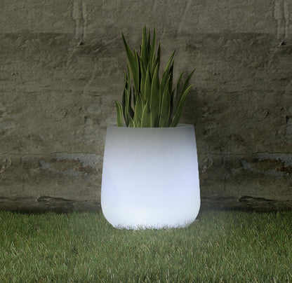  Pot Lumineux Camelia 40 Solaire+batterie Rechargeable Led Rgb Avec Télécommande ø39x39cm