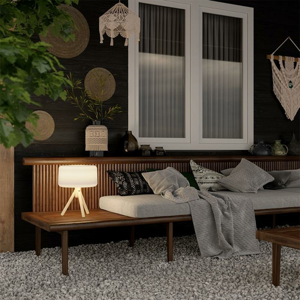  Lampe De Table Chloe 35 Trépied En Bois Batterie Rechargeable Led Rgb Avec Télécommande Hauteur 36cm