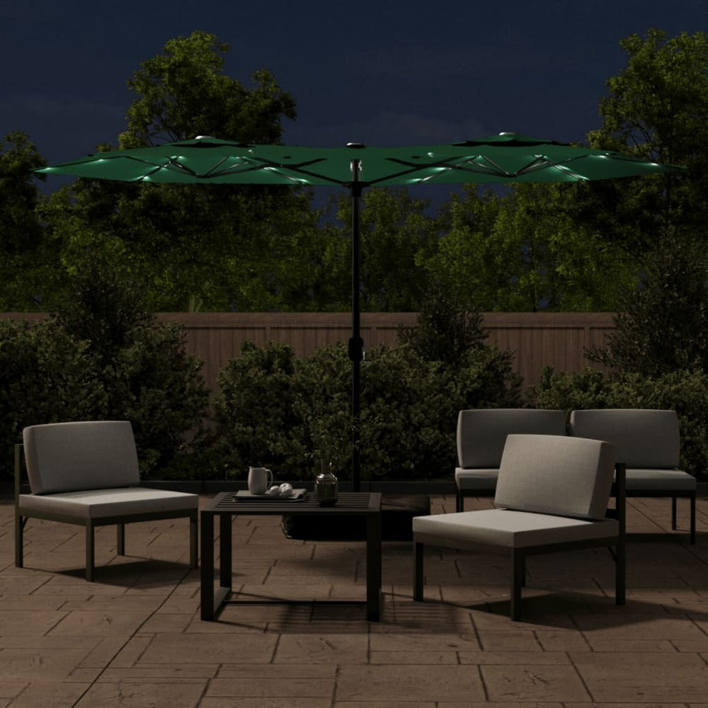 VIDAXL Parasol à Double Tête Avec Led Vert 316x240 Cm