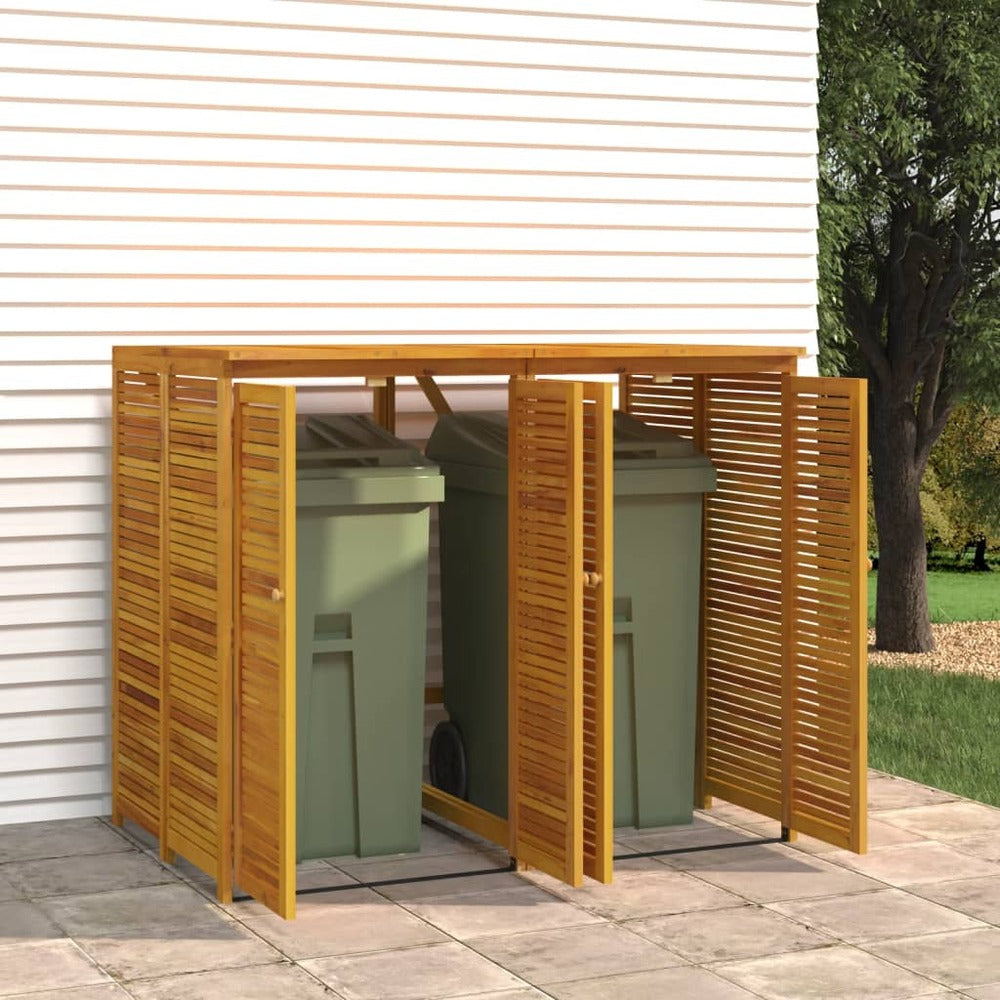 VIDAXL Abri à Poubelle Double 140x89x117 Cm Bois Massif D'acacia
