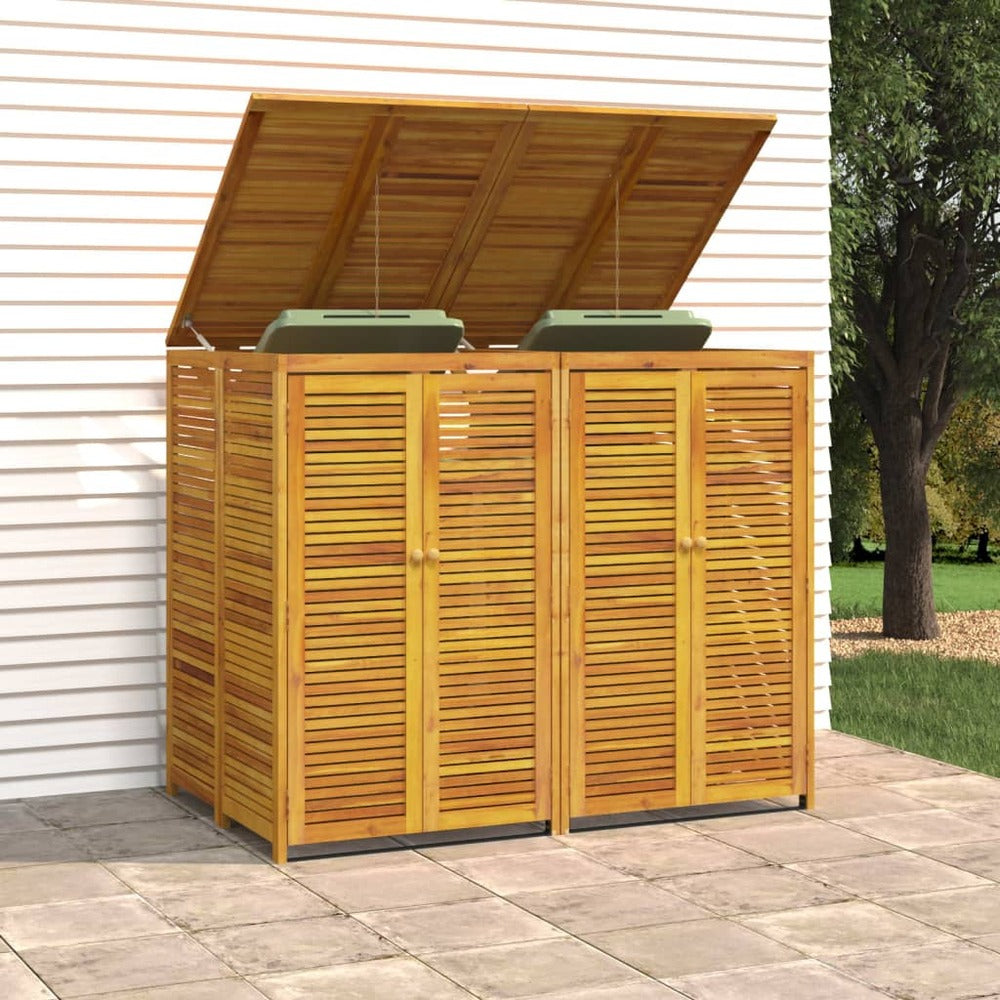 VIDAXL Abri à Poubelle Double 140x89x117 Cm Bois Massif D'acacia