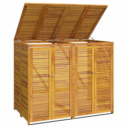 VIDAXL Abri à Poubelle Double 140x89x117 Cm Bois Massif D'acacia