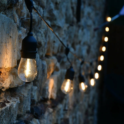  Guirlande Guinguette Jazz Solaire - L12,600 15 Led Filament Blanc Chaud - 300 Lumens - Prolongeable - Extérieur - Chromex