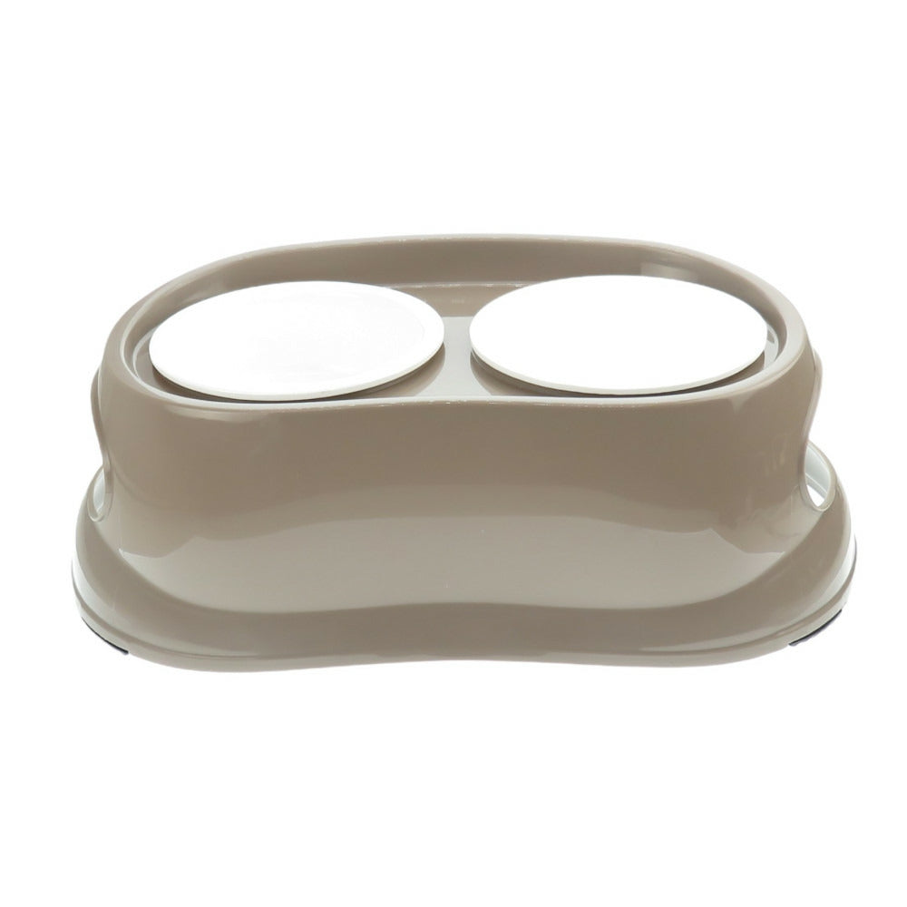  Gamelle Double Surélevé, 2 X 675 Ml, Longueur 48 Cm, Hauteur 17 Cm, Pour Ch