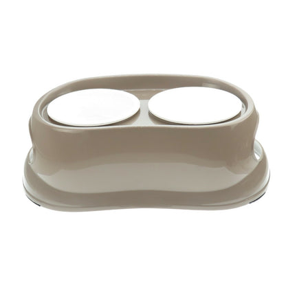  Gamelle Double Surélevé, 2 X 675 Ml, Longueur 48 Cm, Hauteur 17 Cm, Pour Ch