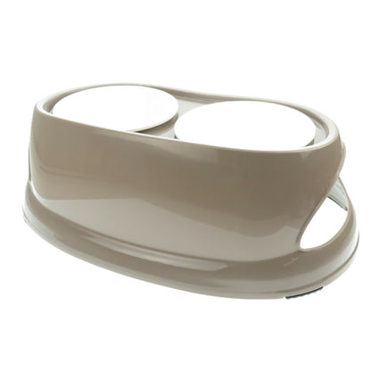  Gamelle Double Surélevé, 2 X 675 Ml, Longueur 48 Cm, Hauteur 17 Cm, Pour Ch
