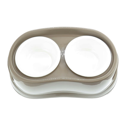  Gamelle Double Surélevé, 2 X 675 Ml, Longueur 48 Cm, Hauteur 17 Cm, Pour Ch
