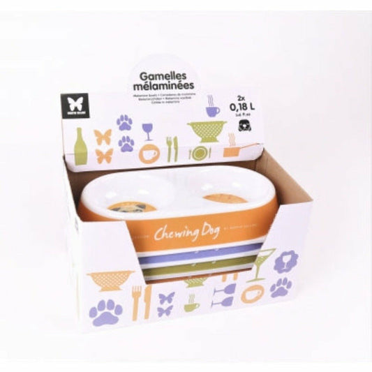 MARTIN SELLIER Lot De 6 Gamelles Doubles En Mélamine Pour Chiens Collection Chewing Dog