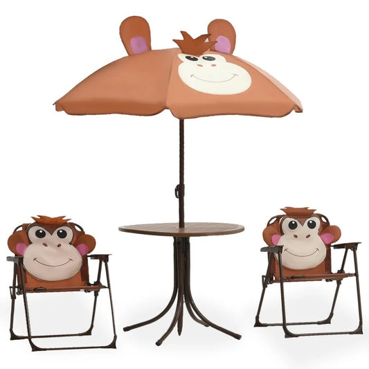 VIDAXL Petit Salon De Jardin Pour Enfant Avec Parasol Singe Rigolo