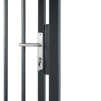  Portillon Barreaudé Acier Galvanisé Passage 1m Gris Anthracite H 1m20