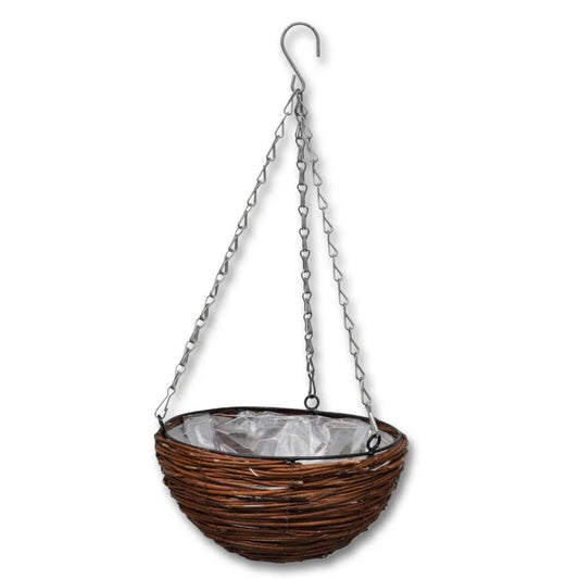 VIDAXL Lot De 4 Paniers Supsendus En Saule Avec Fonds Et Chaine Pendante