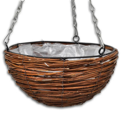 VIDAXL Lot De 4 Paniers Supsendus En Saule Avec Fonds Et Chaine Pendante