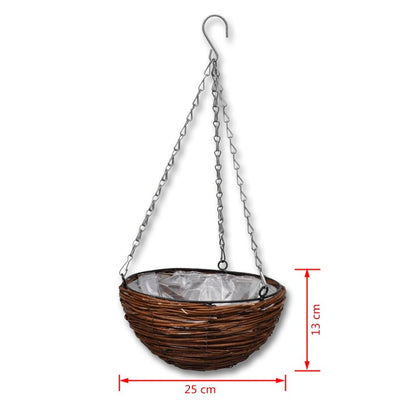VIDAXL Lot De 4 Paniers Supsendus En Saule Avec Fonds Et Chaine Pendante