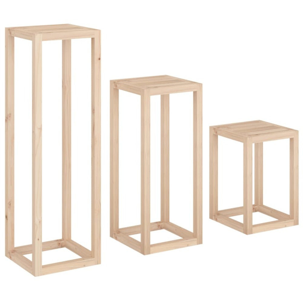 VIDAXL Ensemble De Supports Pour Plantes 3 Pcs Bois De Pin Massif