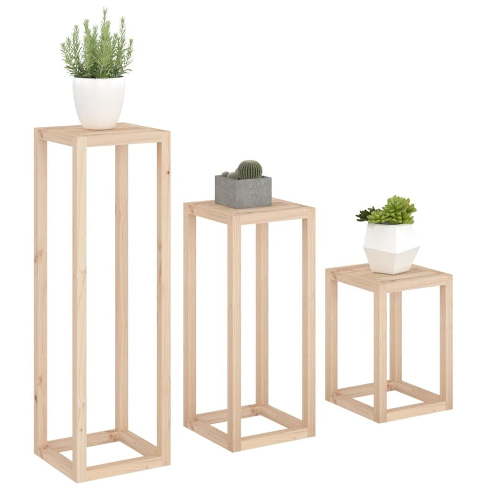 VIDAXL Ensemble De Supports Pour Plantes 3 Pcs Bois De Pin Massif