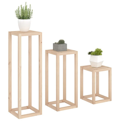 VIDAXL Ensemble De Supports Pour Plantes 3 Pcs Bois De Pin Massif