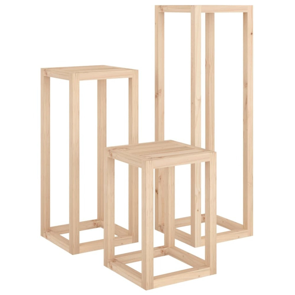 VIDAXL Ensemble De Supports Pour Plantes 3 Pcs Bois De Pin Massif