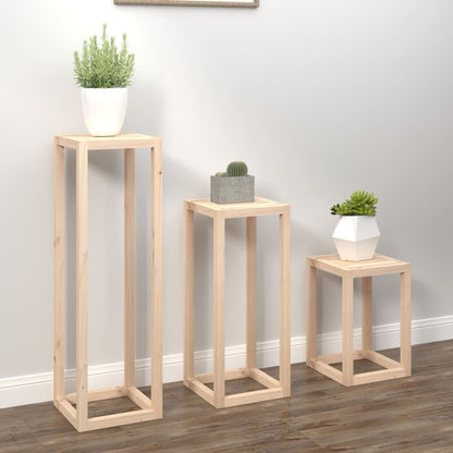 VIDAXL Ensemble De Supports Pour Plantes 3 Pcs Bois De Pin Massif