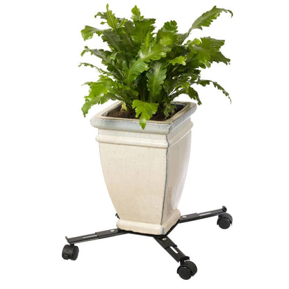 Nature Support Roulant Réglable Pour Plantes 4 Bras Métal Noir