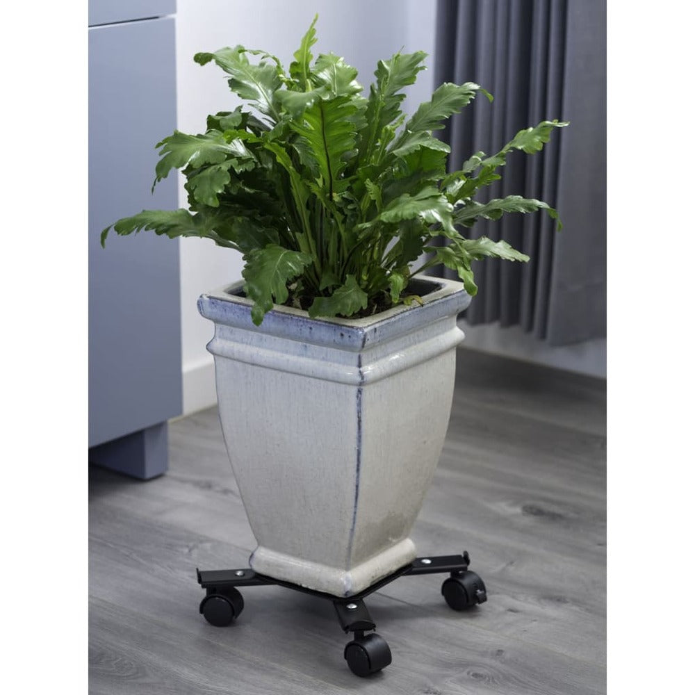Nature Support Roulant Réglable Pour Plantes 4 Bras Métal Noir