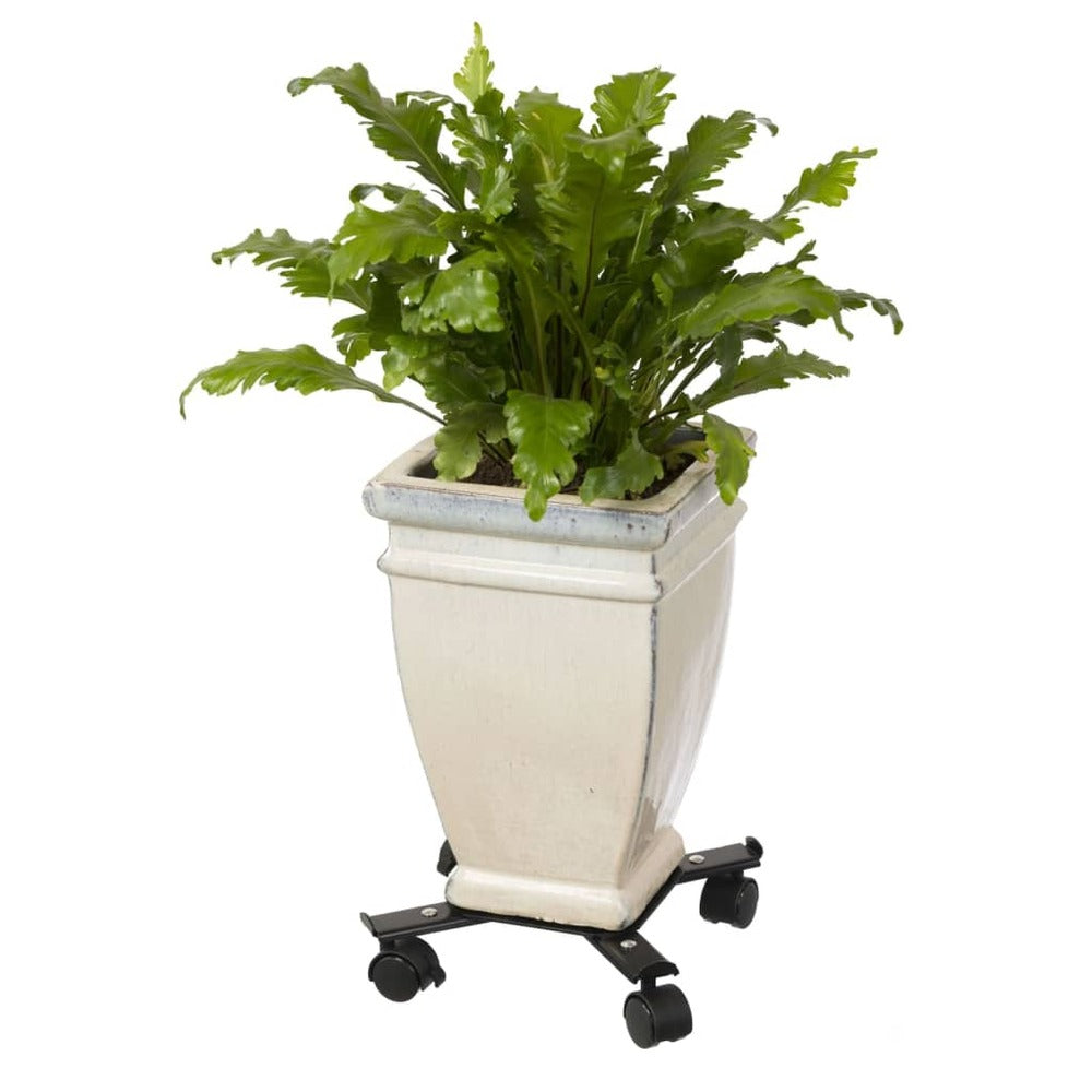 Nature Support Roulant Réglable Pour Plantes 4 Bras Métal Noir