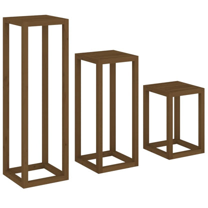 VIDAXL Ensemble De Supports Pour Plantes 3 Pcs Marron Miel Bois De Pin