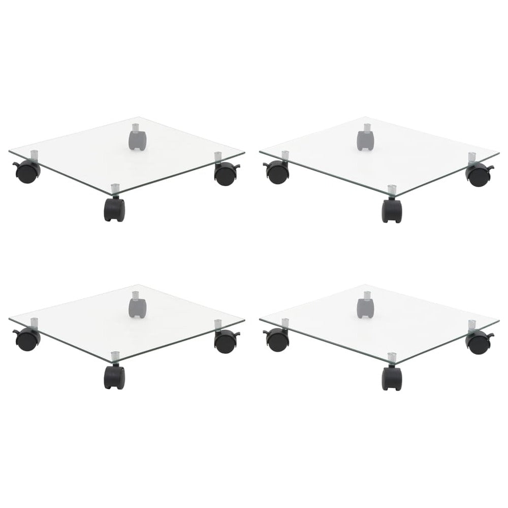 VIDAXL Supports Roulants à Plantes 4 Pcs 35x35 Cm Carré Verre Trempé