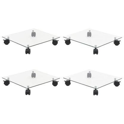 VIDAXL Supports Roulants à Plantes 4 Pcs 35x35 Cm Carré Verre Trempé