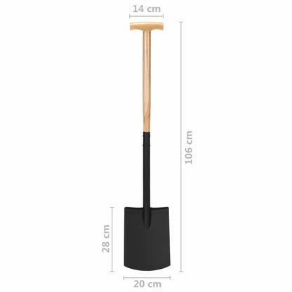 VIDAXL Bêche à Creuser De Jardin Avec Poignée En T Acier Et Bois Dur