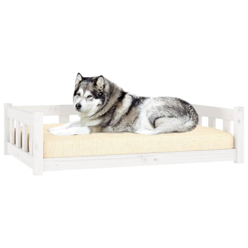 VIDAXL Lit Pour Chien Blanc 105,5x75,5x28 Cm Bois De Pin Solide