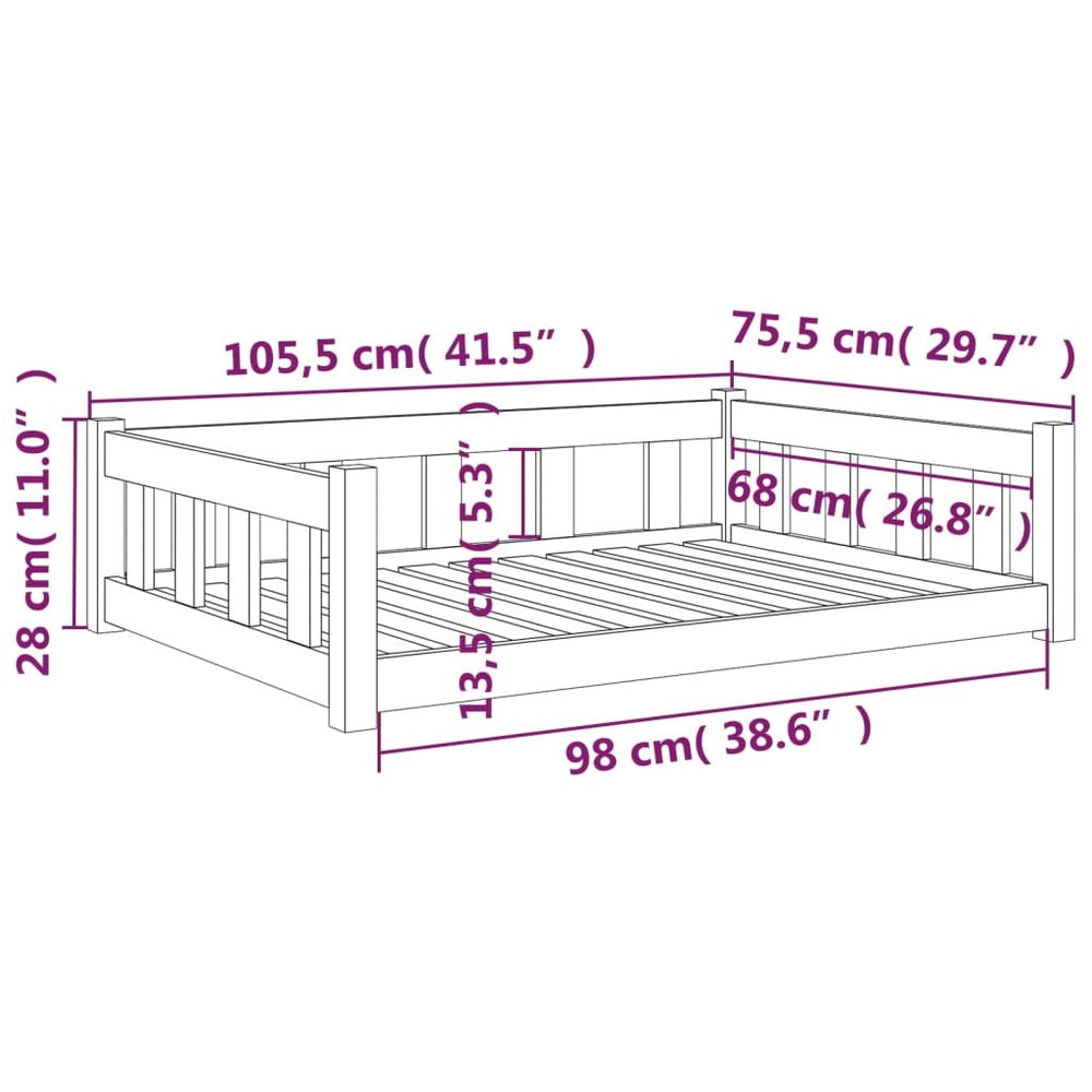 VIDAXL Lit Pour Chien Blanc 105,5x75,5x28 Cm Bois De Pin Solide