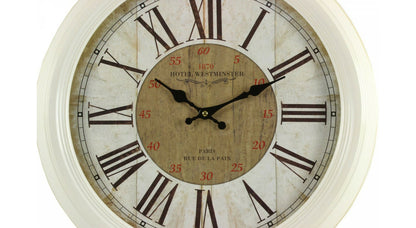  Horloge Ancienne Murale Hôtel Westminster 47cm - Fer - Blanc