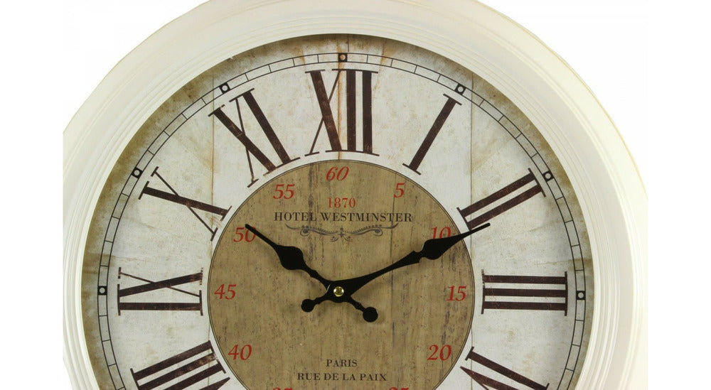  Horloge Ancienne Murale Hôtel Westminster 47cm - Fer - Blanc