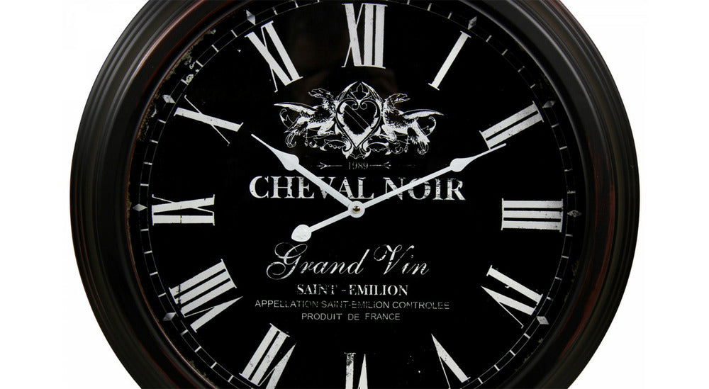  Horloge Ancienne Murale Cheval Noir Métal Noir 58cm