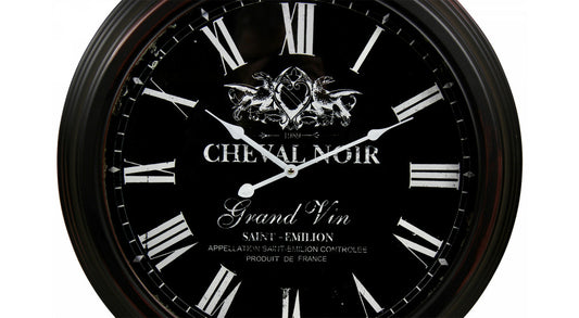  Horloge Ancienne Murale Cheval Noir Métal Noir 58cm