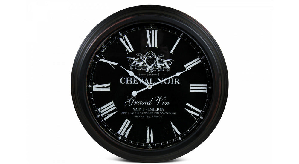  Horloge Ancienne Murale Cheval Noir Métal Noir 58cm