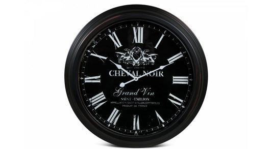  Horloge Ancienne Murale Cheval Noir Métal Noir 58cm