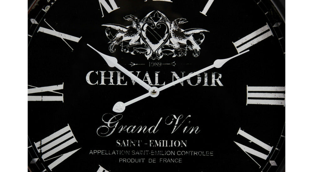  Horloge Ancienne Murale Cheval Noir Métal Noir 58cm