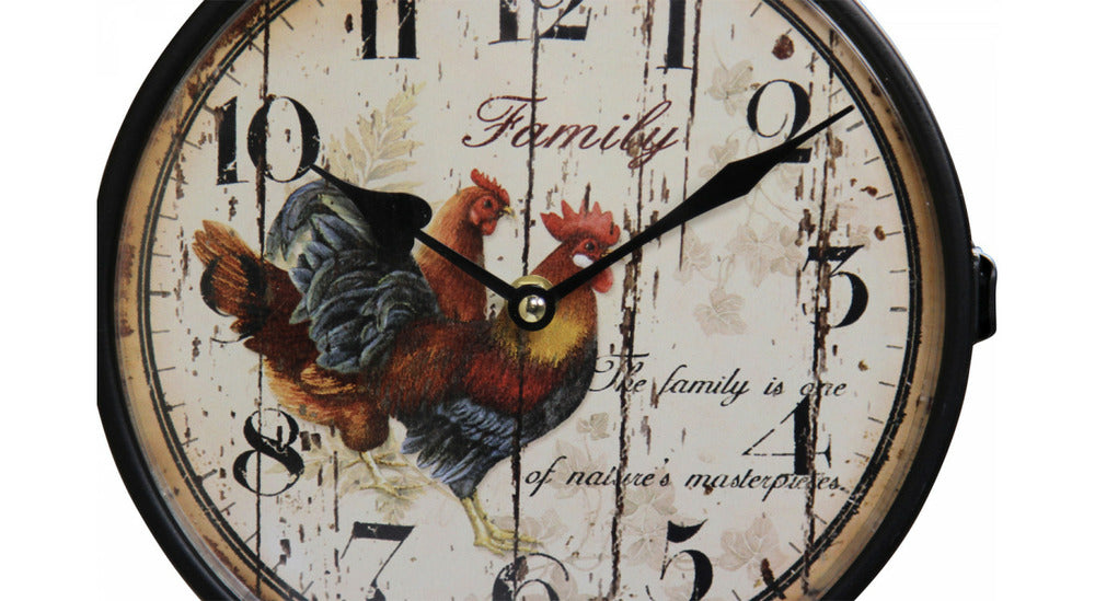  Horloge De Gare Ancienne Double Face Family Coq Fer Forge Blanc 24cm - Fer Forgé