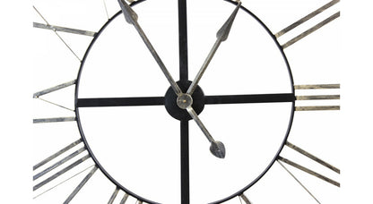  Grande Horloge Ancienne Fer Forgé 90cm - Noir
